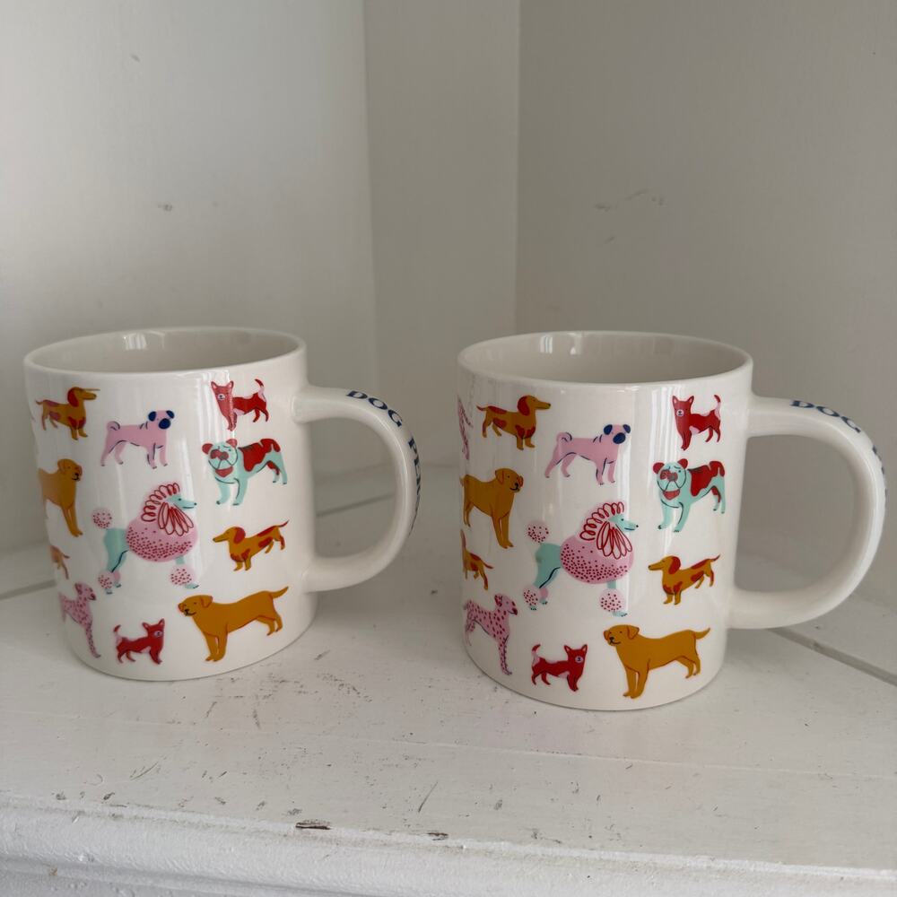 Parker Lane set of 2 dog person coffee tea mugs